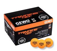 GEWO Palline da ping pong da allenamento 40 + - 3 stelle in plastica ABS con cuciture - palline da ping pong di alta qualità, diametro 40 mm, confezione da 24 pezzi, arancione