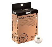 GEWO Select PRO - Palline da ping pong con 3 stelle in plastica 40+ con cucitura, certificate ITTF, 6 palline da ping pong professionali di alta qualità, diametro 40 mm, colore bianco
