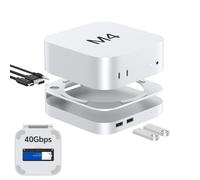 GEWOKLIY 40 Gbps Aluminium Mac mini Dock and Stand, USB 4 Hub for Mac mini M4 and M4 Pro 2024 with 40 Gbps M.2 NVMe SSD Enclosure, Triple USB A 2.0, 3,5 mm Audio Jack Accesories