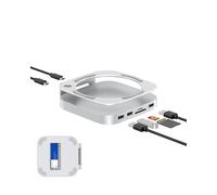 GEWOKLIY Docking per Mac mini M4, supporto in alluminio e hub per Mac mini M4 e M4 Pro con alloggiamento SSD M.2 NVMe, 2 x USB-A 10 Gbps, lettore di schede SD/TF, dati USB 2.0 (MC60)