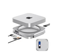 GEWOKLIY mac Mini Dock e supporto con alloggiamento SSD per NVME/SATA M.2, connettore USB-A/C, lettore di schede TF/SD, supporto per Mac M1/M2