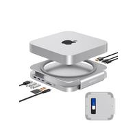 GEWOKLIY Mac mini Studio Dock and Stand, Hub con alloggiamento SSD per NVME/SATA M.2, adattatore HDMI 4K 10Gbps USB A/C, lettore di schede TF/SD, dock per Mac mini M1/M2 e Mac Studio 2024 | Accessori