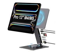 GEWOKLIY Supporto magnetico per iPad Pro M4/M5 da 13", supporto pieghevole per iPad Pro M4 e M5 con rotazione a 360°, HDMI 4K, lettori di schede, USB 3.0 5 Gbps, 100 W PD, audio da 3,5 mm