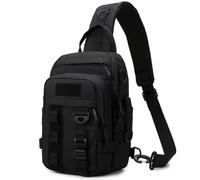 Gexgune Marsupio da pesca impermeabile - Borsa a tracolla tattica Molle per uomo, borsa multiuso a tracolla con portacanne, ampi scomparti portaoggetti (Black)