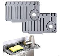 gexuamz Tappetino Rubinetto Cucina, 2 Pezzo Paraspruzzi Lavello in Silicone, Tappeto Scolapiatti con Drenaggio Inclinato per asciugare il bancone, Adatto Alla Maggior Parte Dei Rubinetti, Grigio