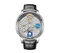 GeYa Full Stone Planetary Meccanico & Orologio al Quarzo, Argento-Bianco, Luxury scheletro meccanico celeste