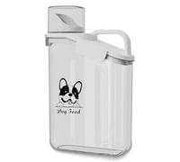 Geyecete Contenitore Crocchette Cane,2800ml Porta Crocchette Cani,Contenitore per Alimenti con Misurino,Plastica Trasparente,Contenitore Portatile per Cani Alimenti,Facile versamento-Bianco