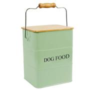 Geyecete Metallo Contenitore Crocchette Cani-6L Scatole per Cibo e Dolci Animali-Ermetici Legno Coperchi-Acciaio Carbonio rivestito - Crocchetta cane con Manico Verde