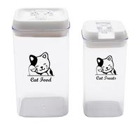 Geyecete-Set di Contenitori (2 pz) per Crocchette Cibo e Trattare per Gatti, capacità 4.5 kg, Plastica Trasparente Sigillato ad Aria Contenitore per Alimenti per Animali Domestici