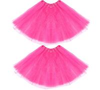 Geyoga 2 Pacchi Gonna tutù Elastica di Anni '80 per Adulti (Rosa Rossa, 3 Strati)