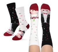 Geyoga 2 Piars Calzini Crew Novelty Calzini da Matrimonio per Coppie per Donne Uomini Regali di San Calzini Sportivi Carini Regali Novelty(Bianco e Nero, Sposa e Sposo)