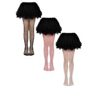 Geyoga 3 Collant a Rete con Glitter per Bambina Calze a Rete con Strass (M, 125-160 cm, Nero, Rosa, Bianco)