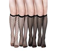 Geyoga 4 Paia Calze al Ginocchio a Rete da Donna Calzini Gambaletti Bianchi Calze Incavate (Stile Delicato, Taglia Unica)