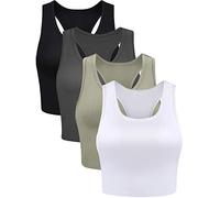Geyoga 4 Pezzi Canottiere Corte Sport (Nero, Antracite, Verde Oliva, Bianco, S)
