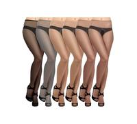 Geyoga 6 paia di collant da donna sottili elastici in seta trasparente | Collant di seta, a vita alta, con cavallo aperto, calze sexy senza cavallo per donne, nero, caffè, nudo, grigio, taglia unica