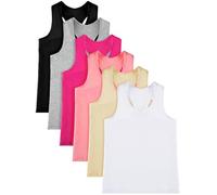Geyoga 6 Pezzi Canottiere da Danza per Ragazze Senza Maniche Cami Racerback Crop Camisole Outfit per Balletto e Atletica, Colori freschi, 11-12 Anni