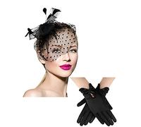Geyoga Cappello Fascinator Guanti in Pizzo degli Anni '50 per Donna (Stile Chic)