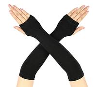 Geyoga Guanti Senza Dita Termici Invernali Lunghi Neri Guanti al Gomito in Maglia