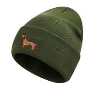 Geyoga Invernale Caldo e Morbido per Proprietari Lavorato a Maglia Beige con Ricamo Freddo con Ricamo Cane Lavorato a Maglia Regalo(Verde Militare,Bassotto Moda)