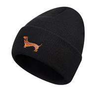 Geyoga Invernale Caldo e Morbido per Proprietari Lavorato a Maglia Beige con Ricamo Freddo con Ricamo Cane Lavorato a Maglia Regalo(Nero,Adorabile Bassotto)