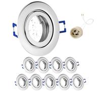 GeyouLux 10x Faretti LED da incasso 230V IP44 cornice con presa GU10 Faretti LED Soffitto in Alluminio Cromo Foro da 68mm Cornice per luce da incasso per cartongesso bagno cucina Rotondo