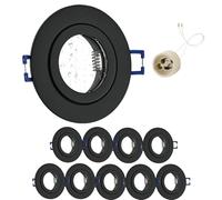 GeyouLux 10x Faretti LED da incasso 230V IP44 cornice con presa GU10 Faretti LED Soffitto in Alluminio Nero Foro da 68mm Faretti da incasso per cartongesso bagno cucina Rotondo