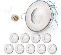 GeyouLux 10x Faretti LED da incasso IP65 cornice con presa GU10 Faretti LED Soffitto in ferro Nichel spazzolato Foro da 68mm Faretti da incasso per cartongesso bagno cucina Rotondo