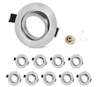 GeyouLux 10x Faretto Incasso Cartongesso GU10 Orientabili Alluminio Nichel, Cornice Faretti led da incasso per cartongesso Rotondo Portafaretto incl. Portalampada GU10 per LED e Alogeno, Foro ø75mm