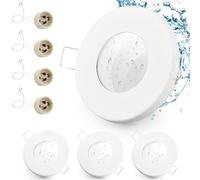 GeyouLux 4x Faretti LED da incasso IP65 cornice con presa GU10 Faretti LED Soffitto in ferro Bianco Foro da 68mm Faretti da incasso per cartongesso bagno cucina Rotondo
