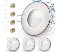 GeyouLux 4x Faretti LED da incasso IP65 cornice con presa GU10 Faretti LED Soffitto in ferro Nichel spazzolato Foro da 68mm Faretti da incasso per cartongesso bagno cucina Rotondo