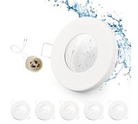 GeyouLux 6x Faretti LED da incasso IP65 cornice con presa GU10 Faretti LED Soffitto in ferro Bianco Foro da 68mm Faretti da incasso per cartongesso bagno cucina Rotondo