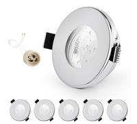 GeyouLux 6x Faretti LED da incasso IP65 cornice con presa GU10 Faretti LED Soffitto in ferro Cromo Foro da 68mm Cornice per luce da incasso per cartongesso bagno cucina Rotondo