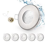 GeyouLux 6x Faretti LED da incasso IP65 cornice con presa GU10 Faretti LED Soffitto in ferro Nichel spazzolato Foro da 68mm Faretti da incasso per cartongesso bagno cucina Rotondo