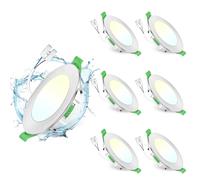 GeyouLux Faretti LED da Incasso per Cartongesso, 8W IP44 Dimmerabile 10-100% Faretti LED Soffitto, 2700K/4000K/6500K Dimensioni del foro 75-90 mm Faretto LED Interno Set di 6 Nichel