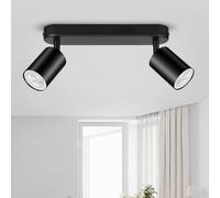GeyouLux Faretti LED Soffitto Orientabili 350° Nero a 2 Luci GU10 | Faretti LED Soffitto Senza Lampadina, Moderna Lampadario Faretti per Cucina, Soggiorno, Camera da Letto, Cameretta