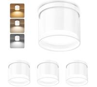 GeyouLux Faretto da soffitto LED, 7W 800LM 3CCT Faretti LED Soffitto Interno, Alluminio, Con Lampadina LED GX53 Incluso, 3000K/4000K/6500K Faretto LED Interno Bianco 4 pezzi