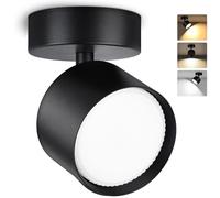 GeyouLux Faretto da soffitto LED, 7W 800LM Faretti LED Soffitto Interno Orientabili 350°+90°, Alluminio, Con Lampadina LED GX53 Incluso, 3000K/4000K/6500K Faretto LED Interno Nero 1 pezzo