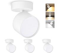 GeyouLux Faretto da soffitto LED, 7W 800LM Faretti LED Soffitto Interno Orientabili 350°+90°, Alluminio, Con Lampadina LED GX53 Incluso, 3000K/4500K/6500K Faretto LED Interno Nero Bianco