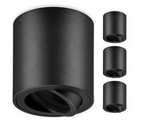 GeyouLux Faretto da soffitto Orientabili 4 Pcs, Faretti LED Interno GU10, Faretto Soffitto 230V, Lampada Ø80x84 mm, Plafoniera Downlight Interni in alluminio, attacco GU10 (Rotonda - 4 Pcs, Nero)