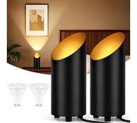 GeyouLux LED Uplight Spot da pavimento IP44 Impermeabile 6W 600LM Alluminio Lampada da pavimento, Lampada da pavimento con interruttore a pedale, inclusa lampada GU10 2700K Bianco caldo Set di 2 Nero