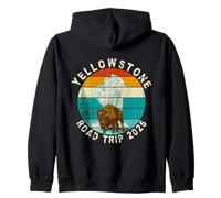 Geyser Bison Sunset 2026 Road Trip Yellowstone Felpa con Cappuccio