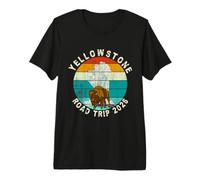 Geyser Bison Sunset 2026 Road Trip Yellowstone Maglietta Premium