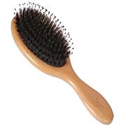 GeYuan Spazzola per capelli con setole di cinghiale, massaggio del cuoio capelluto, pettine in legno per la cura dei capelli, antistatico, sollievo per la circolazione sanguigna