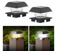 GEYUEYA 4 tappi solari a LED per pali di recinzione 9x9-14x14, colore bianco caldo e freddo, impermeabilità IP65