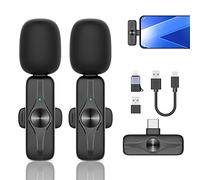 GEYUEYA Home Microfono lavalier wireless per iPhone iPad,microfono wireless plug-play,microfono wireless con riduzione del rumore per YouTube TikTok Facebook,nessuna app (2 Mic)