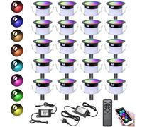 GEYUEYA Home Set di 20 faretti a LED da incasso per esterni, diametro 31 mm, 12 V, RGBW+IC colore dinamico, impermeabile, IP67, faretti da incasso per terrazza, legno, patio, parete, giardino