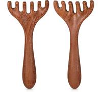 Gezhaote Massaggiatore per la testa in 2 pezzi, massaggiatore portatile in legno, utilizzato per rilassare e alleviare il disagio della testa, strumenti per massaggio del cuoio capelluto, pettini in