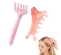 Gezhaote Set di 2 strumenti per raschiare il viso, strumenti per massaggio del cuoio capelluto, strumenti per raschiare 4 in 1 e pettine per massaggio del cuoio capelluto, con manico, adatto per