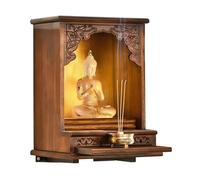 GEZHUCAO Mobiletto Per Altare Buddista Con Vassoio Estraibile, Supporto In Legno Massello - Tavolo Per Altare Personale Per Puja, Preghiere, Offerte E Decorazione Del Tempio.(Wall-mounted)