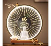 GEZHUCAO Supporto Per Altare Buddha Fatto A Mano Con Statua E LED, Tavolo Per Altare Personale Multifunzionale Per Meditazione, Preghiera, Puja E Esposizione Sacra(A)